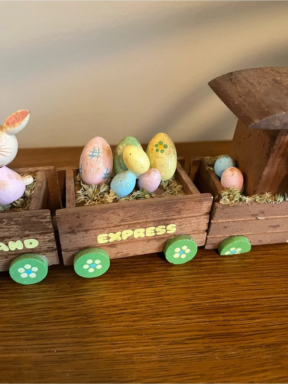Vintage Wooden Easter Bunny Train
